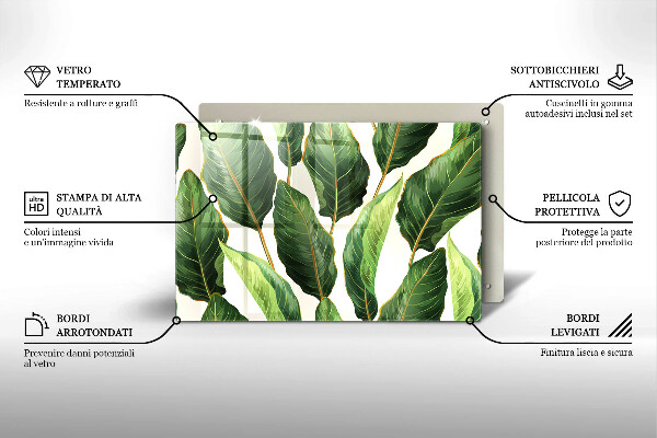 Krájecí prkénko skleněné Banánové listy