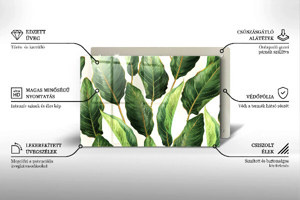 Krájecí prkénko skleněné Banánové listy