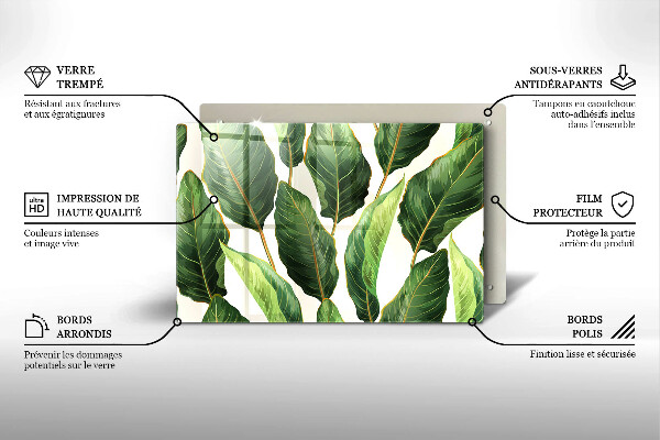 Krájecí prkénko skleněné Banánové listy