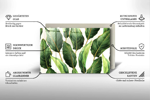 Krájecí prkénko skleněné Banánové listy