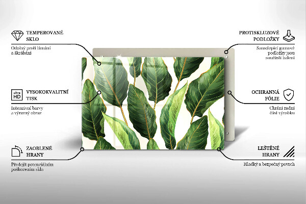 Krájecí prkénko skleněné Banánové listy