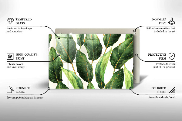 Krájecí prkénko skleněné Banánové listy