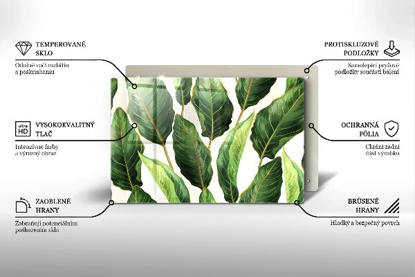 Krájecí prkénko skleněné Banánové listy