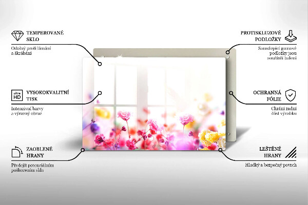 Krájecí prkénko skleněné Květinová louka