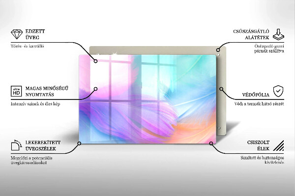Krájecí prkénko skleněné Pastelové peří