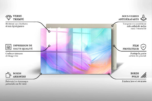 Krájecí prkénko skleněné Pastelové peří
