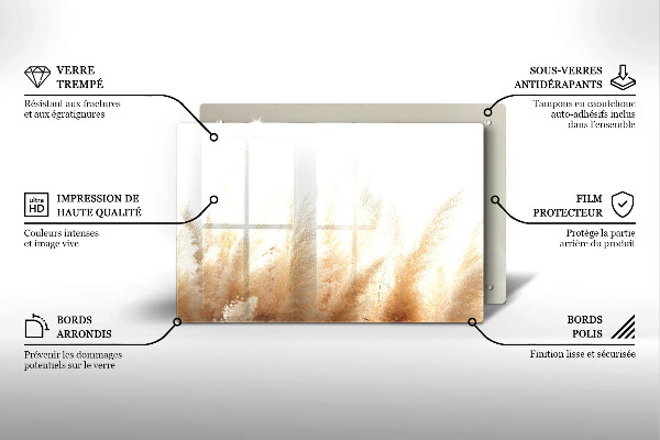 Krájecí prkénko skleněné Pampová tráva