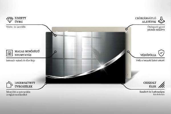 Krájecí prkénko skleněné Abstrakce s kovem