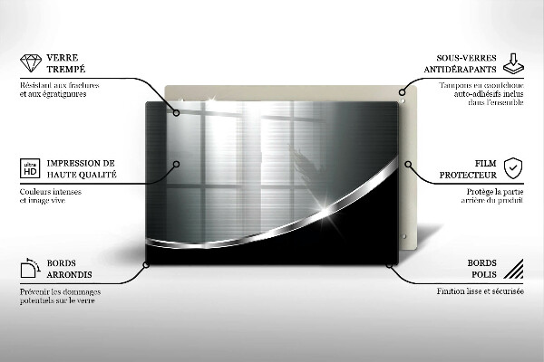Krájecí prkénko skleněné Abstrakce s kovem