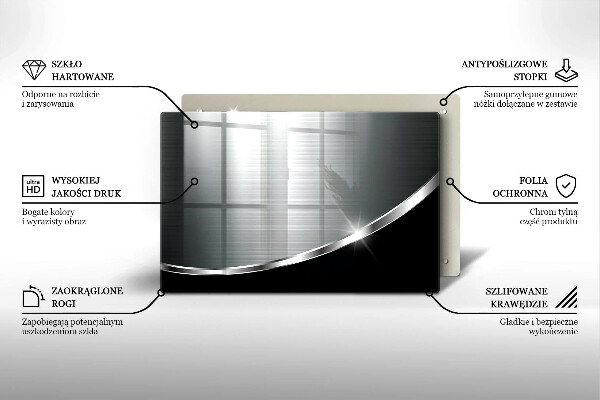 Krájecí prkénko skleněné Abstrakce s kovem