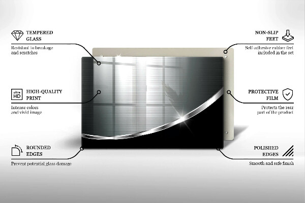 Krájecí prkénko skleněné Abstrakce s kovem