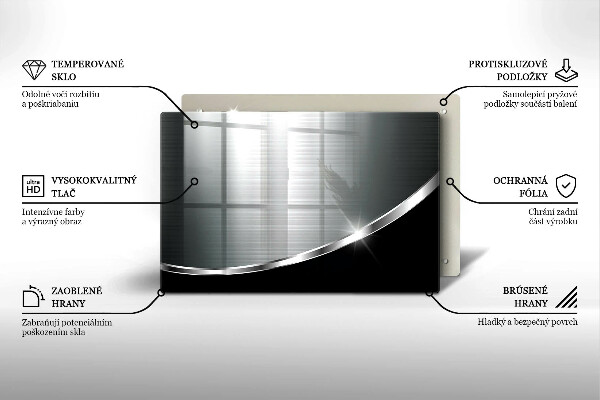 Krájecí prkénko skleněné Abstrakce s kovem
