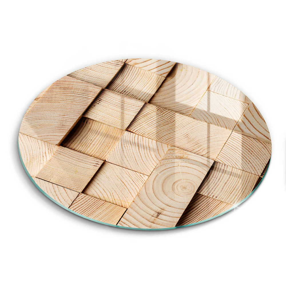 Skleněná deska do kuchyně Dřevěné čtverce