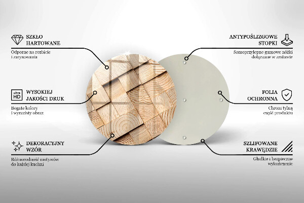 Skleněná deska do kuchyně Dřevěné čtverce