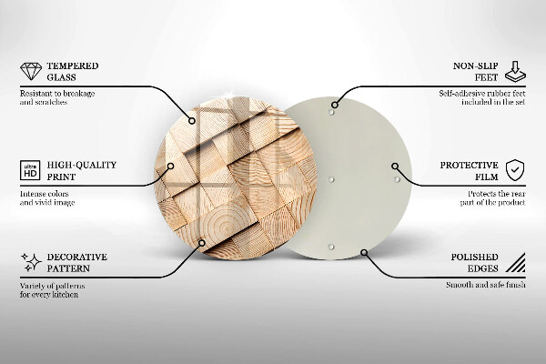 Skleněná deska do kuchyně Dřevěné čtverce