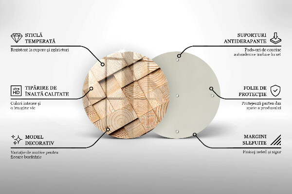 Skleněná deska do kuchyně Dřevěné čtverce