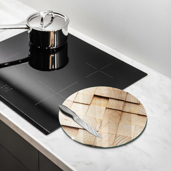 Skleněná deska do kuchyně Dřevěné čtverce