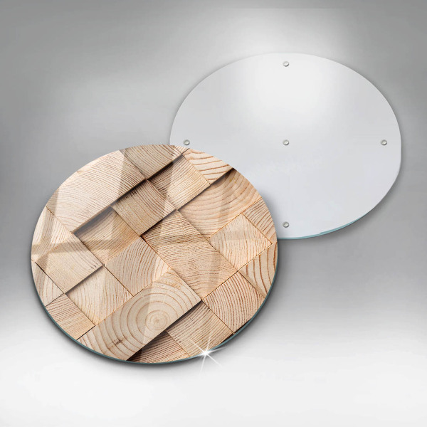 Skleněná deska do kuchyně Dřevěné čtverce