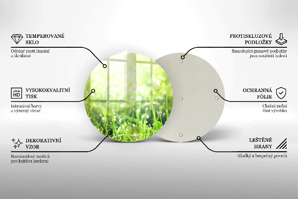 Skleněná deska do kuchyně Příroda - tráva a rosa