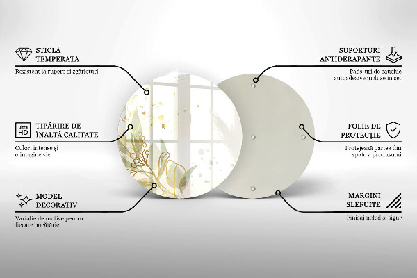 Skleněná deska do kuchyně Akvarel a zlaté listy