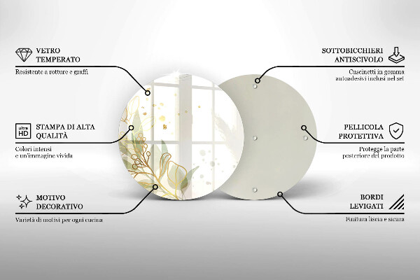 Skleněná deska do kuchyně Akvarel a zlaté listy