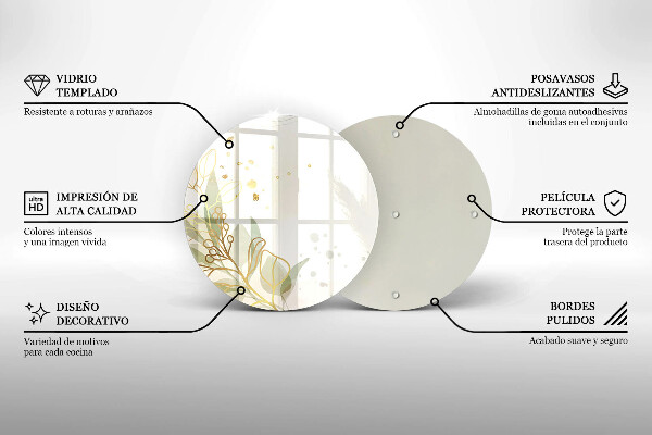 Skleněná deska do kuchyně Akvarel a zlaté listy