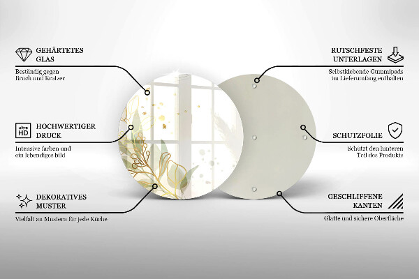 Skleněná deska do kuchyně Akvarel a zlaté listy