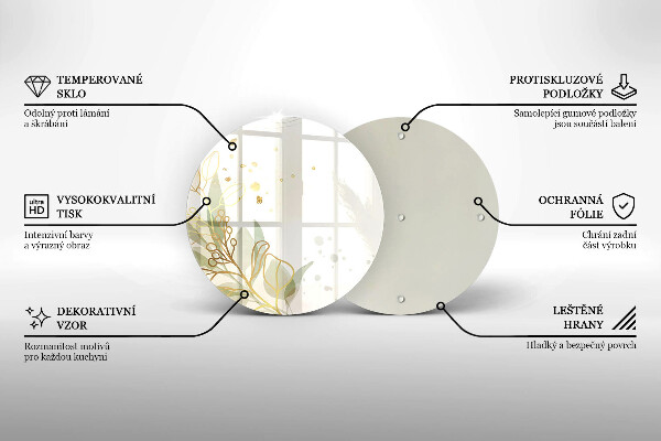 Skleněná deska do kuchyně Akvarel a zlaté listy