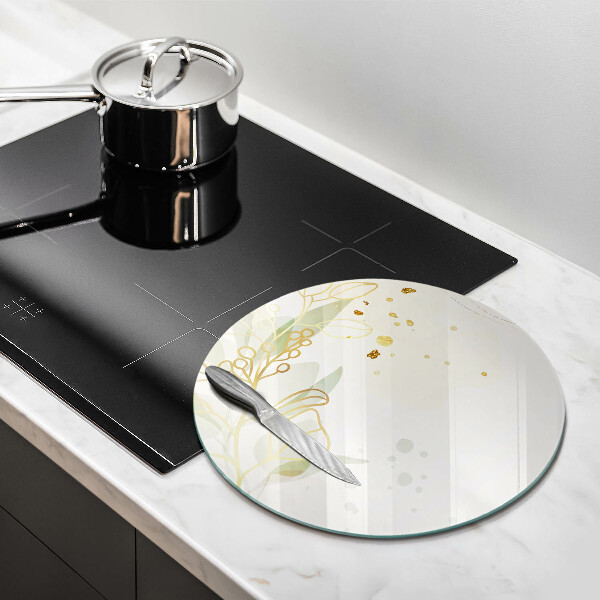 Skleněná deska do kuchyně Akvarel a zlaté listy