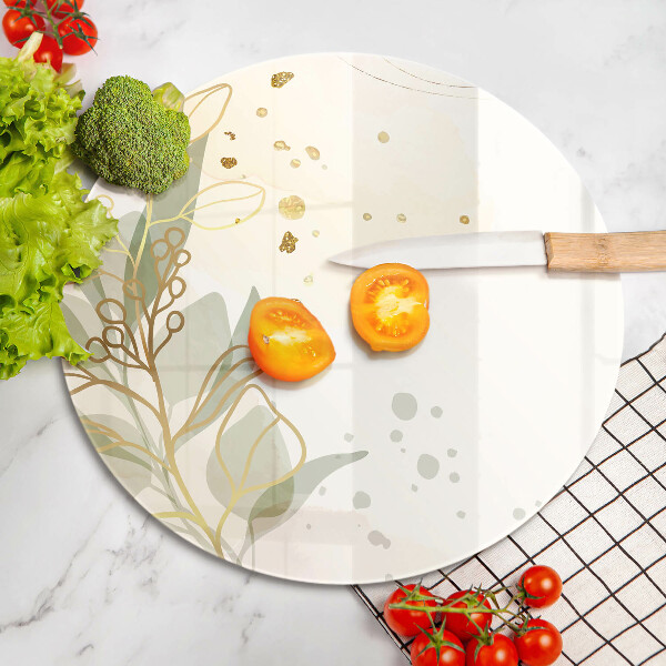 Skleněná deska do kuchyně Akvarel a zlaté listy