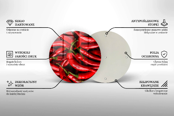 Skleněné krájecí prkénko Pálivé chilli papričky