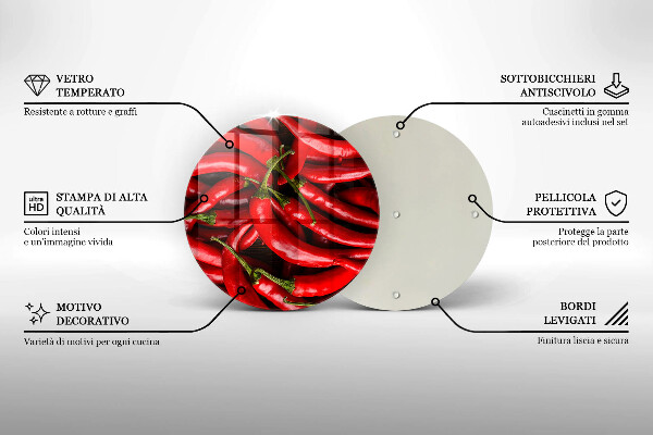 Skleněné krájecí prkénko Pálivé chilli papričky