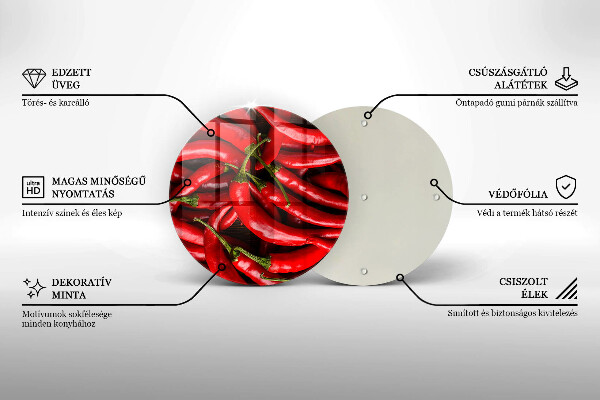 Skleněné krájecí prkénko Pálivé chilli papričky