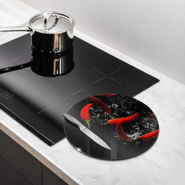 Skleněná deska do kuchyně Chilli papričky ve vodě