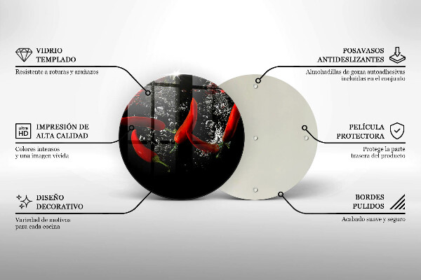 Skleněná deska do kuchyně Chilli papričky ve vodě