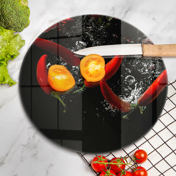 Skleněná deska do kuchyně Chilli papričky ve vodě