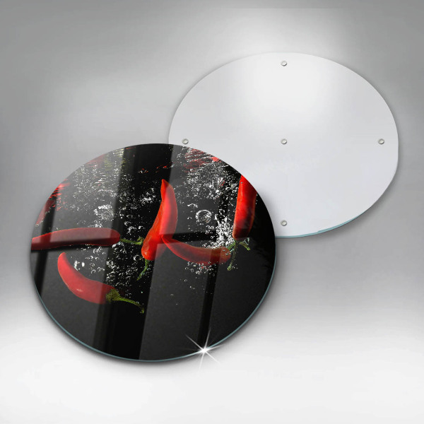 Skleněná deska do kuchyně Chilli papričky ve vodě