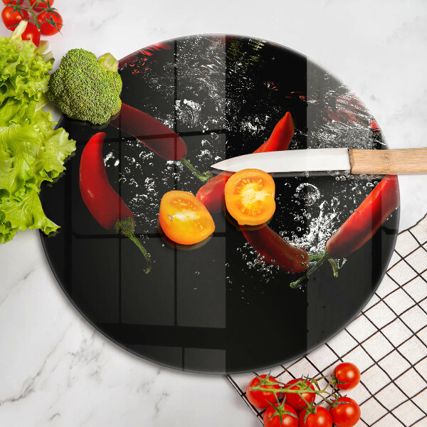 Skleněná deska do kuchyně Chilli papričky ve vodě