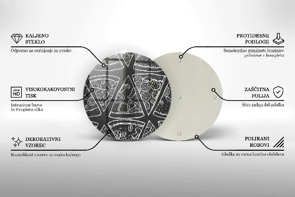 Skleněná deska do kuchyně Pizza ilustrace