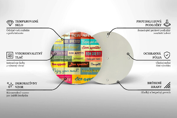 Skleněná deska do kuchyně Titulky jazyky dobré chuti