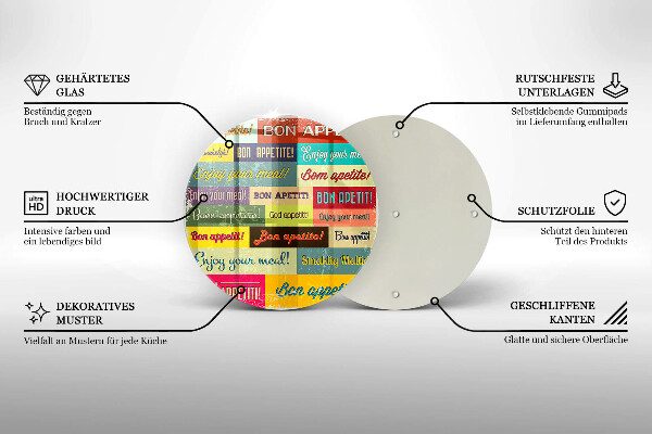 Skleněná deska do kuchyně Titulky jazyky dobré chuti