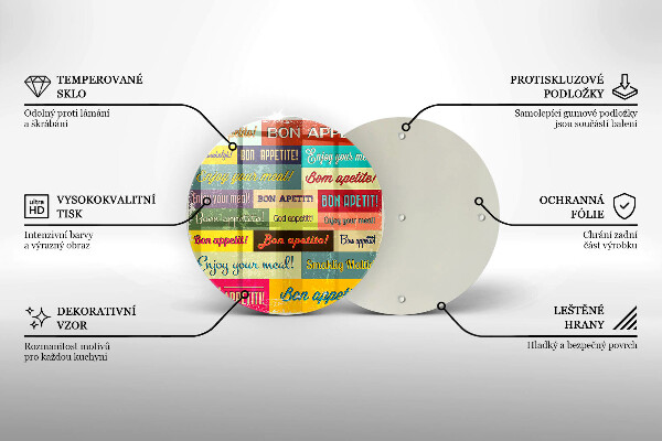 Skleněná deska do kuchyně Titulky jazyky dobré chuti