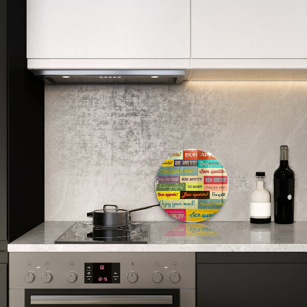 Skleněná deska do kuchyně Titulky jazyky dobré chuti