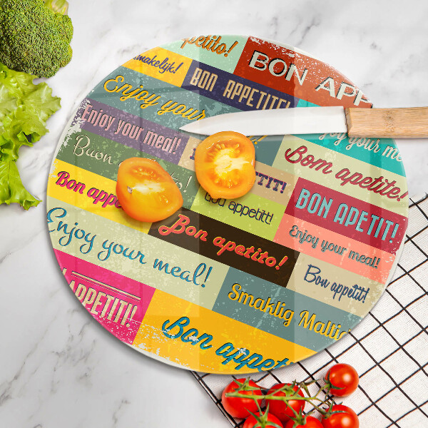 Skleněná deska do kuchyně Titulky jazyky dobré chuti