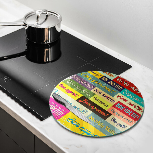 Skleněná deska do kuchyně Titulky jazyky dobré chuti