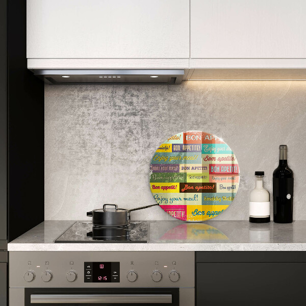 Skleněná deska do kuchyně Titulky jazyky dobré chuti