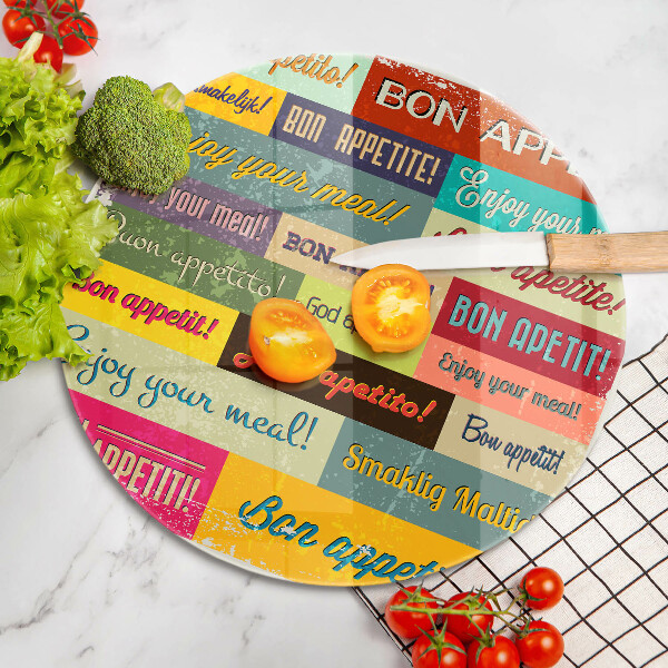 Skleněná deska do kuchyně Titulky jazyky dobré chuti