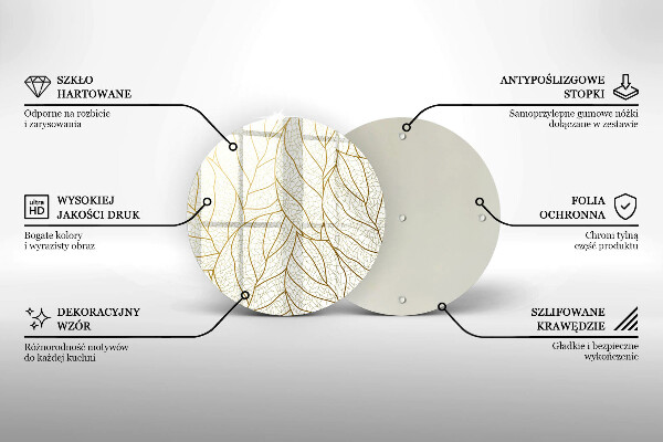 Skleněná deska do kuchyně Line-art listy vzor