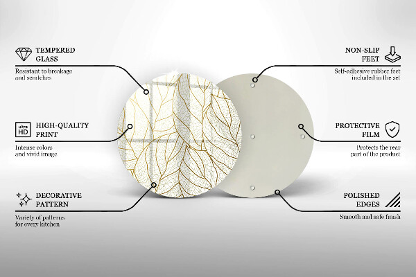 Skleněná deska do kuchyně Line-art listy vzor