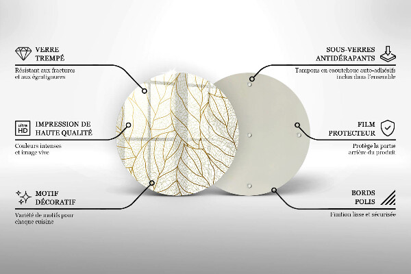 Skleněná deska do kuchyně Line-art listy vzor